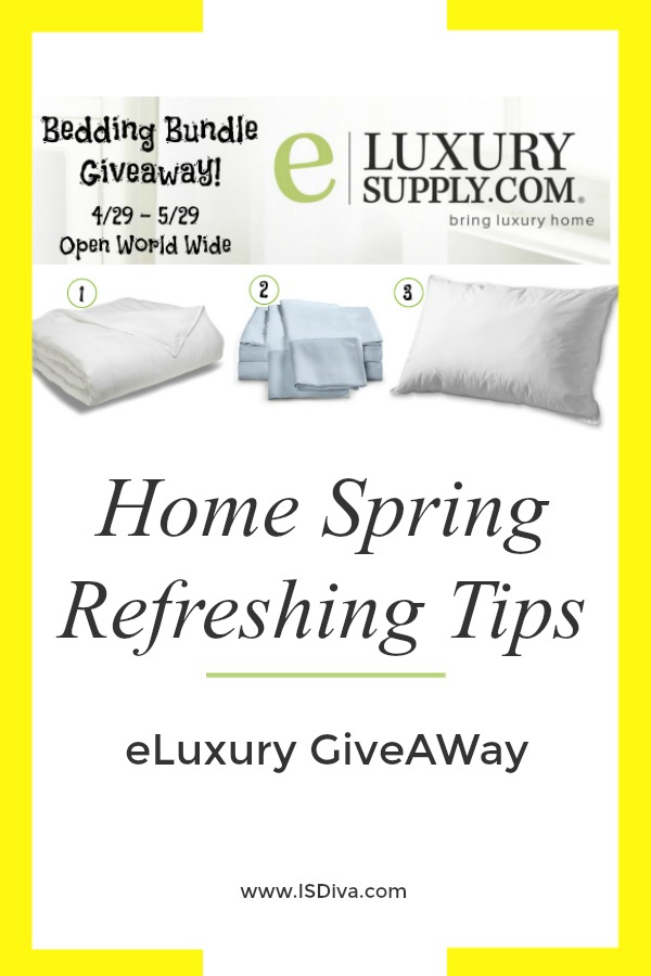 Home Spring Refreshing Tips + Giveaway #ad. Spring is right around the corner. Check out these easy spring cleaning and refreshing tips and enter the eLuxury bedding giveaway!